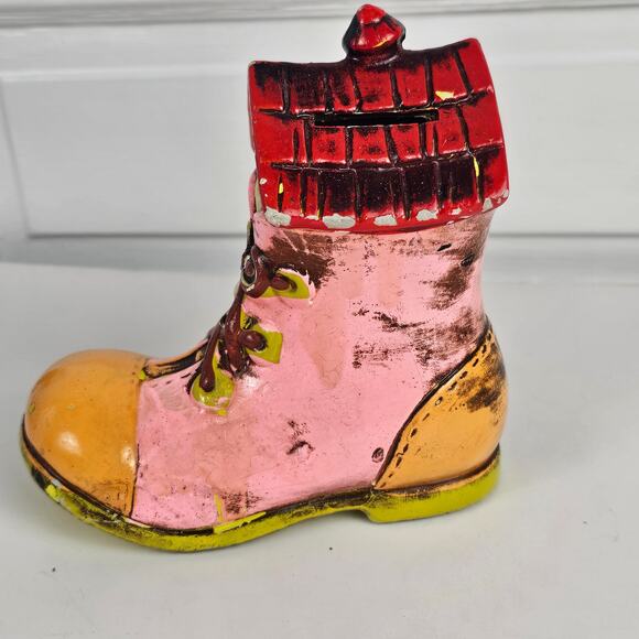 VTG RARE 1969 R. Dakin & Co Shoe House bank Japan pink orange red lime - Picture 3 of 11